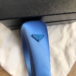 Prada logo Blue Satin Headband